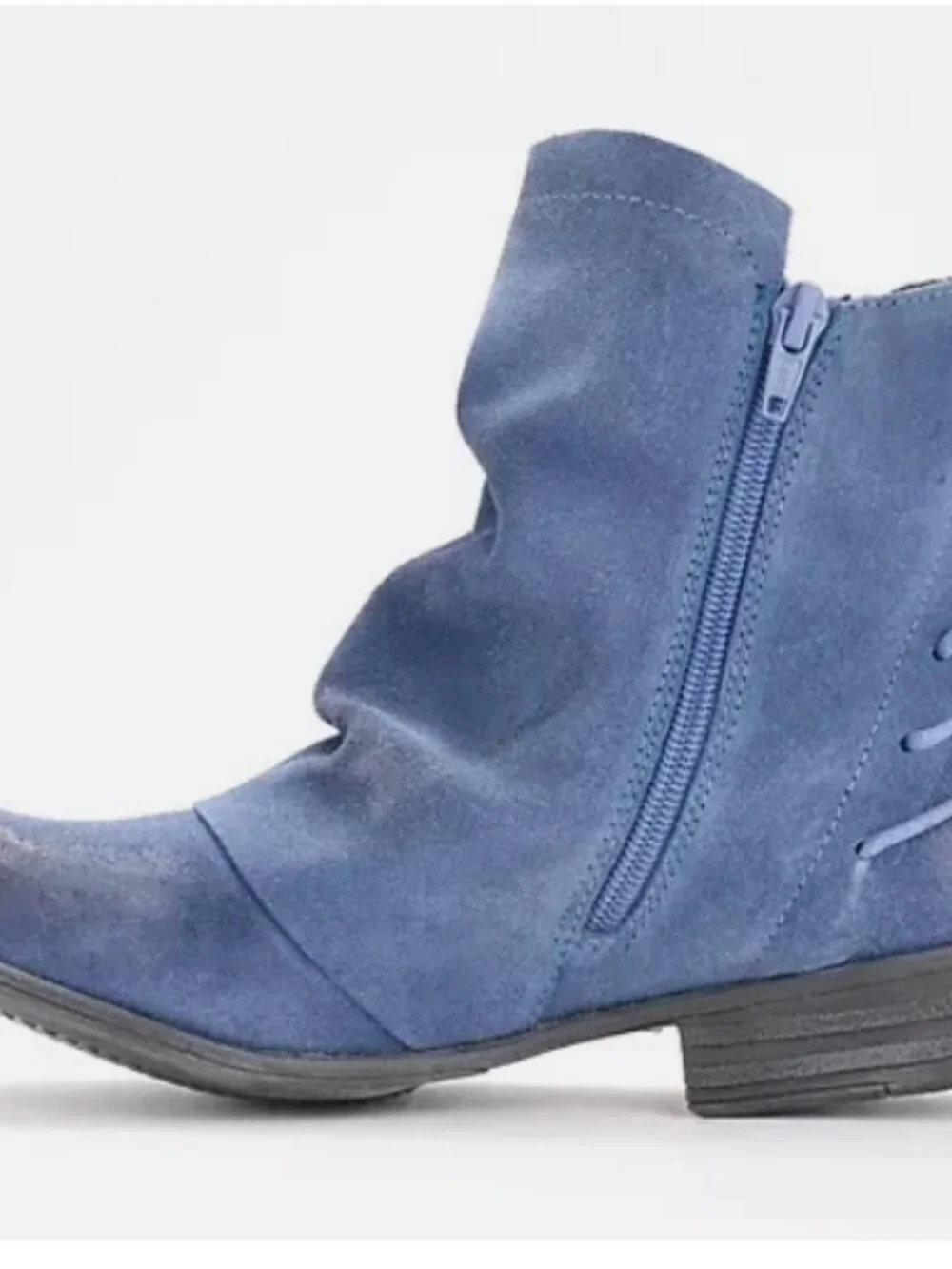 Miz Mooz Suede Rched Ankle Boots-Dotti-Ocean Suede-EU 39 (US 9-9.5)-NEW-A670295